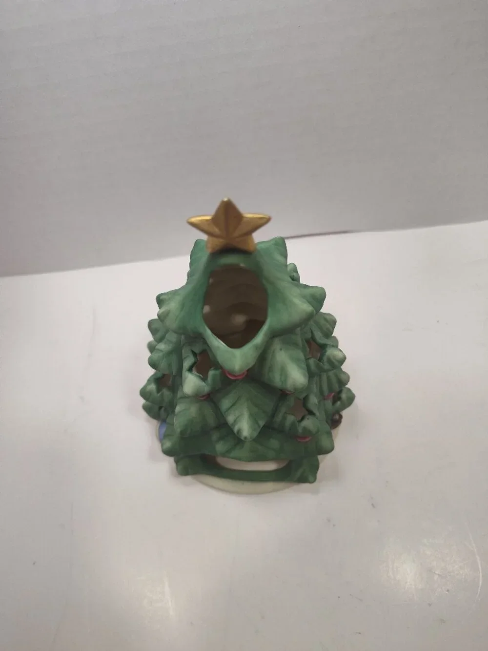 Goebel Christmas Tree Votive Candle Holder Teddy Bear Elf 7.5